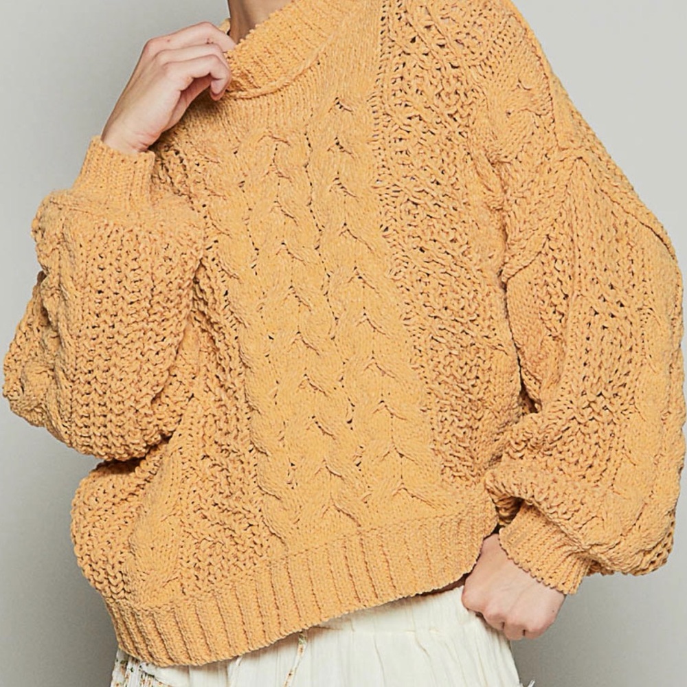 NEW! POL Cozy Cable Knit Sweater in Mustard - Picture 8 of 8